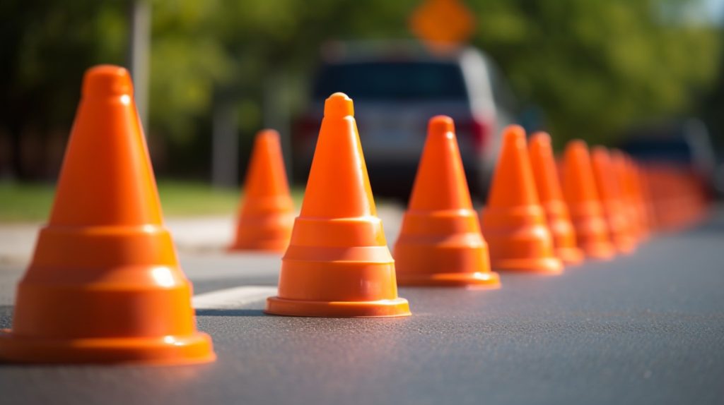 vecteezy-a-row-of-traffic-cones-guiding-drivers-30650496